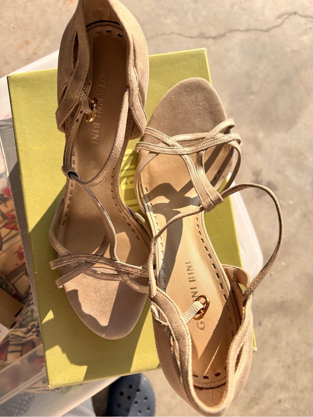 Gianni Bini Beige Suede Strappy Heels